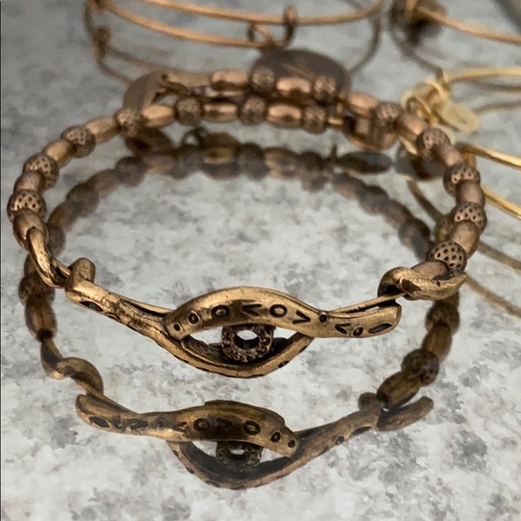 Stack of Gold Alex and Ani Bracelets - Picture 2 of 8